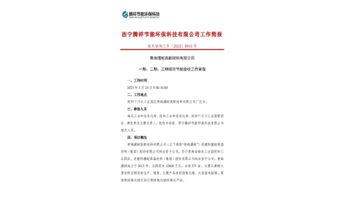 青海濮耐高新材料有限公司一期、二期、三期項目節(jié)能驗收工作簡報